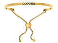 Intuitions Stainless Steel Yellow Finish goddess Adjustable Friendship Bracelet