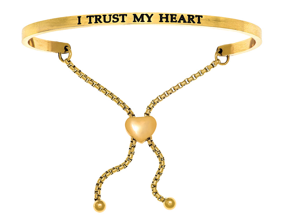 Intuitions Stainless Steel Yellow Finish i Trust My Heart Adjustable Friendship Bracelet