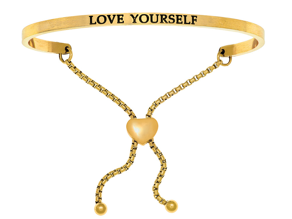 Intuitions Stainless Steel Yellow Finish love Yourself Adjustable Friendship Bracelet