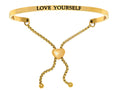 Intuitions Stainless Steel Yellow Finish love Yourself Adjustable Friendship Bracelet
