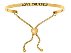 Intuitions Stainless Steel Yellow Finish love Yourself Adjustable Friendship Bracelet