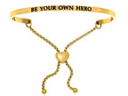 Intuitions Stainless Steel Yellow Finish be Your Own Hero Adjustable Friendship Bracelet