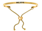 Intuitions Stainless Steel Yellow Finish believe Adjustable Friendship Bracelet
