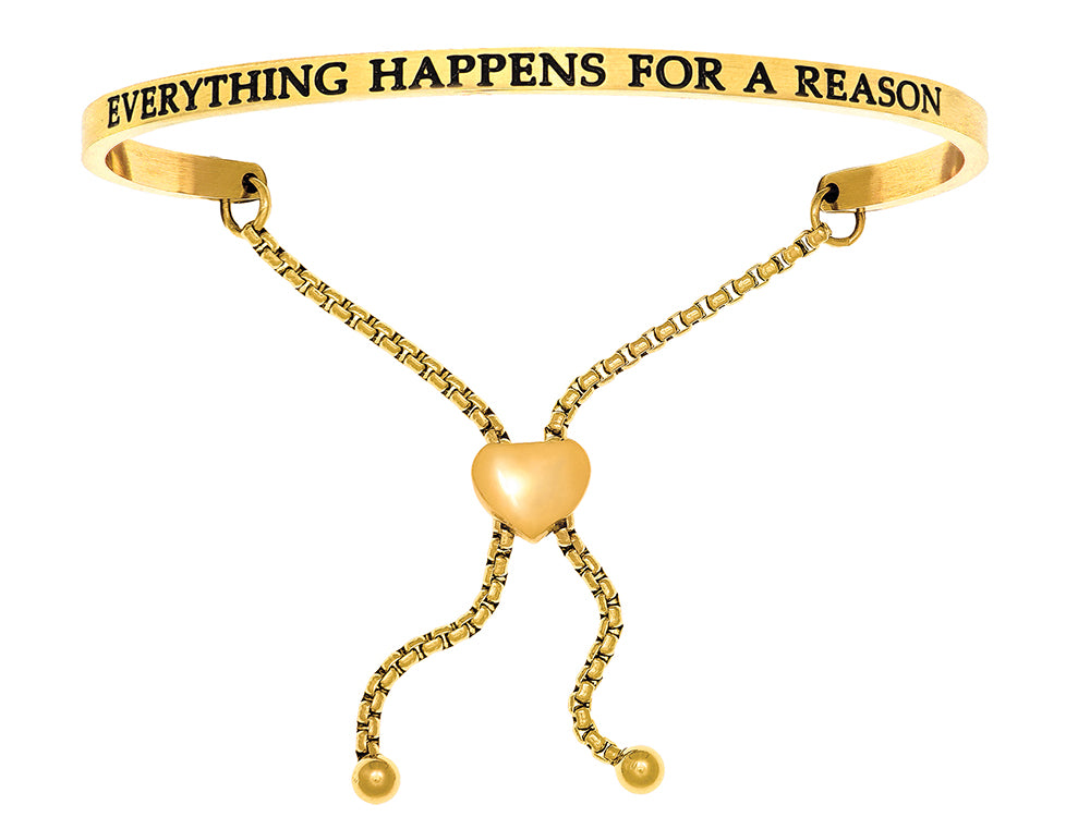Intuitions Stainless Steel Yellow Finish Everything Happens For A Reason Adjustable Friendship Bracelet