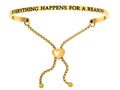 Intuitions Stainless Steel Yellow Finish Everything Happens For A Reason Adjustable Friendship Bracelet