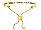 Intuitions Stainless Steel Yellow Finish Everything Happens For A Reason Adjustable Friendship Bracelet
