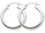 FJC Finejewelers 14k White Gold 3mm Polished Square Tube Hoop Earrings