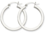 FJC Finejewelers 14k White Gold 3mm Polished Square Tube Hoop Earrings