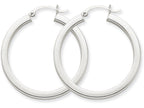 FJC Finejewelers 14k White Gold 3mm Polished Square Tube Hoop Earrings