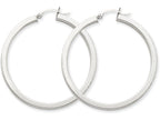 FJC Finejewelers 14k White Gold 3mm Polished Square Tube Hoop Earrings