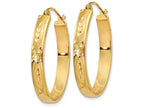 FJC Finejewelers 14k Yellow Gold Satin and Bright-cut Oval Hoop Earrings