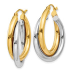 FJC Finejewelers 14 kt Two Tone Gold Double Hoop Earrings